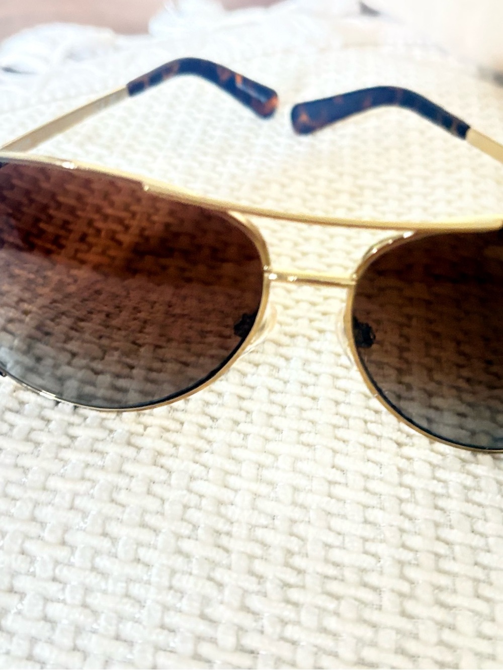 Michael Kors Gold Frame Aviator Sunglasses with Brown Gradient Lenses